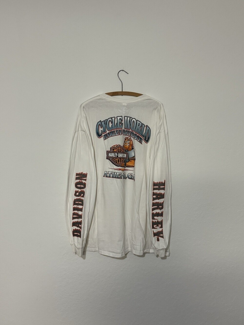 Vintage Y2K Harley Davidson Cycle World Athens GA Flame Sleeve Shirt Size 3XL